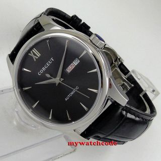 40mm corgeut black dial day date sapphire glass miyota automatic mens Watch C135 3