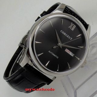 40mm corgeut black dial day date sapphire glass miyota automatic mens Watch C135 4