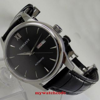 40mm corgeut black dial day date sapphire glass miyota automatic mens Watch C135 5