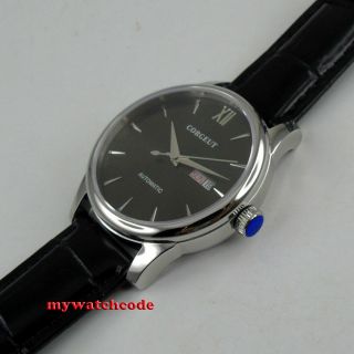 40mm corgeut black dial day date sapphire glass miyota automatic mens Watch C135 7