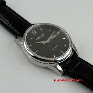 40mm corgeut black dial day date sapphire glass miyota automatic mens Watch C135 8