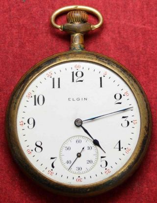 1916 Elgin Grade 313 16s 15j Pocket Watch W/ Of Gf Case - Running