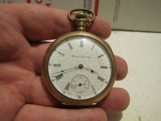 1898 Hampden Model 2 Pocket Watch Grade ? 16s Dueber Open Face For Parts/repair