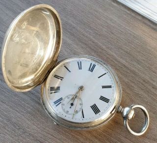 1876 Non Running Full Hunter Pocket Watch Silver Case Spares Or Repairs