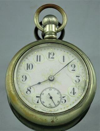 Rare Antique Mens 18s Elgin Watch Co.  Silverode 15j Open Face Pocket Watch C1910
