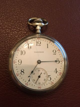 Pocket Watch A.  W.  W.  Co.  Waltham With Sterling Silver Case 1908