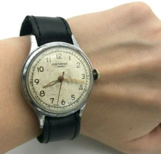Vintage Watch Ww2 Military Style White Dial Men 