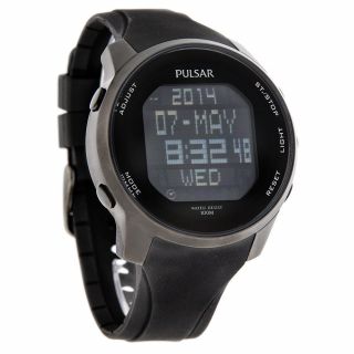 Pulsar Pq2011 Digital Watch Stainless Steel Black Polyurethane Band Msrp $185