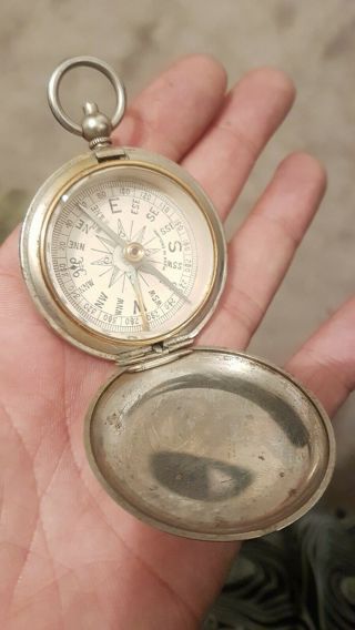 Ww1 Era Military Style Pocket Watch Compass By Negretti & Zambra.  Antique Compass
