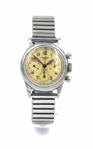 Vintage Universal Geneve Compax 22278 Triple Chronograph 281 Wristwatch Ss C1945