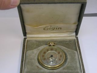Vintage Elgin Pocket Watch Green Gold Filled 12 Size 1924 44mm W/ Box