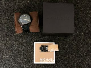 Michael Kors Slim Runway Black / Gold 42mm Watch Mk3221