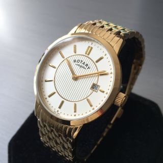 Men’s Rotary Dress Watch Gold Steel Bracelet Date Classic Gb00248/03