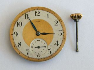Vintage - Swiss Cyma Gold Dial Pocket Watch Movement From 14k Gold Watch - C1930 