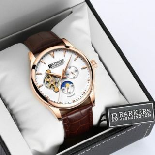 Barkers Of Kensington Mens Automatic Stainless Steel Rose Gold Watch Srp525