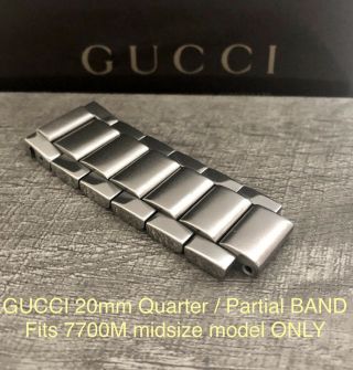 Gucci 7700 M Quarter Partial 20mm Band Stainless Link Watch Bracelet Part Only
