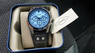 Fossil Coachman Chronograph Black Leather Watch / Analogue Men 