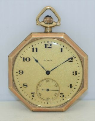 Vintage Elgin Pocket Watch 12s 15j Gr 315 C.  1921 Illinois Giant Ygf Octagon Case