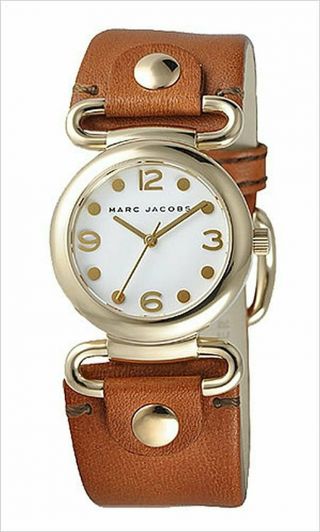Marc Jacobs Molly Analog White Dial Brown Leather Women 