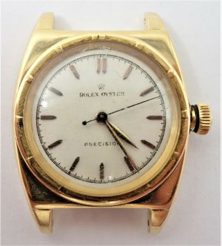 Early 1940s / 1950s Rolex Oyster Precision 17j 18k Yellow Gold 29mm Wrist Watch