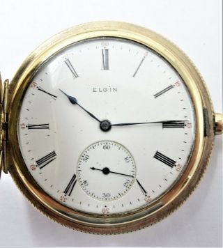 Running 1908 Elgin Grade 344 Model 2 12s 17j Gold Plated Pocket Watch T88