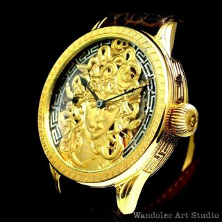 ROLEX Vintage Men ' s Wrist Watch Skeleton Gold Noble Design Mens Wristwatch Swiss 3