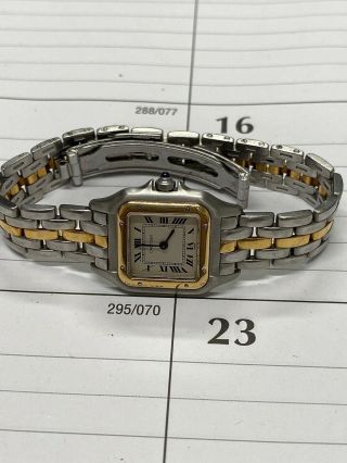 Auth Cartier Panthere Watch 22mm Ladies Quartz Sm Stainless Steel 18k Gold 1 Row