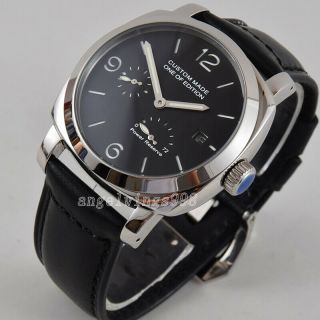 44mm Black Dial Seagull Power Reserve Polished Case Date Automatc Watch Parnis
