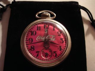 Vintage 16S Pocket watch Coca Cola Theme Dial & Case Runs Well. 2
