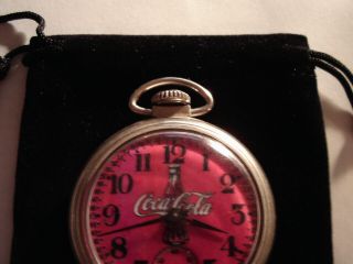 Vintage 16S Pocket watch Coca Cola Theme Dial & Case Runs Well. 3