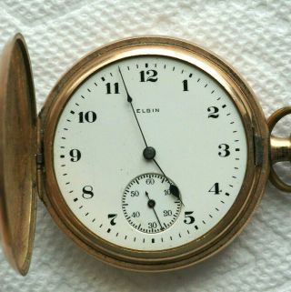 1921 Elgin Pocket Watch Grade 312 Model 6 Jewels 15j Size 16s Hunter Case B1060
