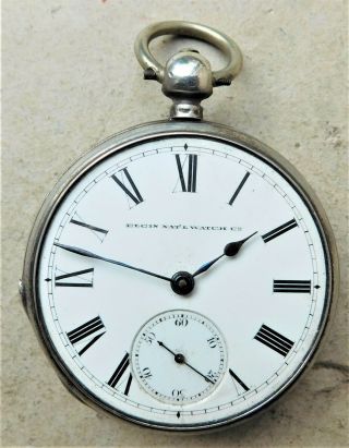Hm 1878 Elgin Silver Mechanical Pocket Watch Vintage Antique