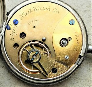 HM 1878 Elgin Silver Mechanical Pocket Watch Vintage Antique 6