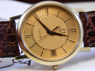 Stunning 18ct Solid Gold Omega De Ville Prestige Mens Watch,  Box & Papers 18k 2