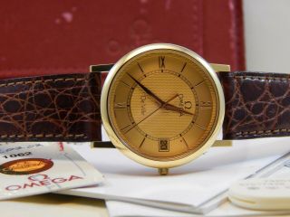 Stunning 18ct Solid Gold Omega De Ville Prestige Mens Watch,  Box & Papers 18k 4