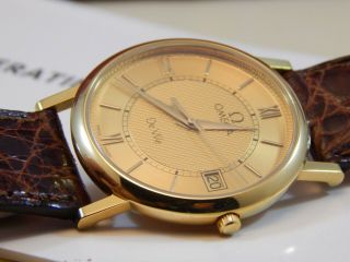 Stunning 18ct Solid Gold Omega De Ville Prestige Mens Watch,  Box & Papers 18k 5