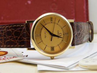 Stunning 18ct Solid Gold Omega De Ville Prestige Mens Watch,  Box & Papers 18k 6