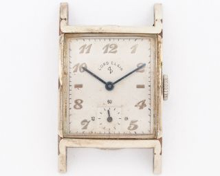 Vintage 14k White Gold Filled Lord Elgin Cal.  670 21j Wristwatch For Restoration