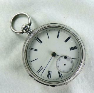 Antique 1884 London Sterling Silver Fusee Pocket Watch 10