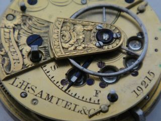 L H Samuel & Co Liverpool lever fusee movement 40mm wide dial sn19,  215 Ca 1840? 4