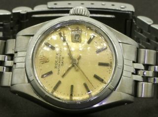 Rolex Date 6919 high fashion SS automatic ladies watch w/ gold dial 2