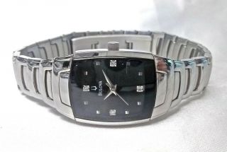 Bulova Quartz Watch Stainless Steel Black Dial 21x23mm Womens