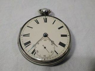 Old Antique English Key Wind Pocket Watch / Silver Case / English Hallmark