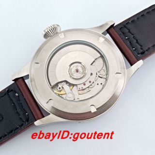 42mm Corgeut Black Dial Leather Bands Power Reserve Date Automatic Mens Watches 6