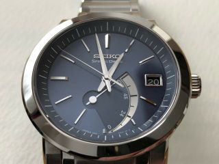 Seiko Spring Drive Snr003 Stainless Watch Blue Dial Power Reserve Indicator