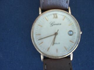 9ct Gold Gents Geneve Swiss Made Quartz Watch,  Order,  Missing Crown