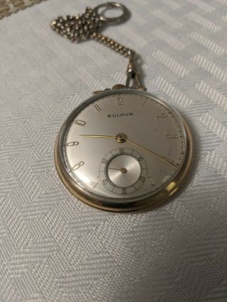 Antique Vintage Bulova 15 Jewel 10k Rgp Open Face Pocket Watch Gold