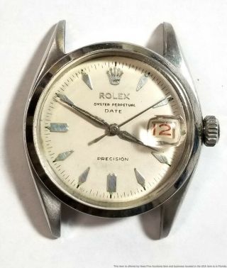Rolex 6534 Oysterdate Red Roulette Date Mens Stainless Steel Vintage Watch