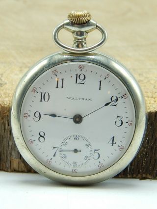 Antique 1903 Waltham 18 Size Pocket Watch 15 Jewels Grade 81 W/ Train Case Back