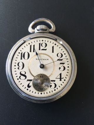 1902 Waltham 16s,  17j,  Open Face Antique Pocket Watch Runs 2